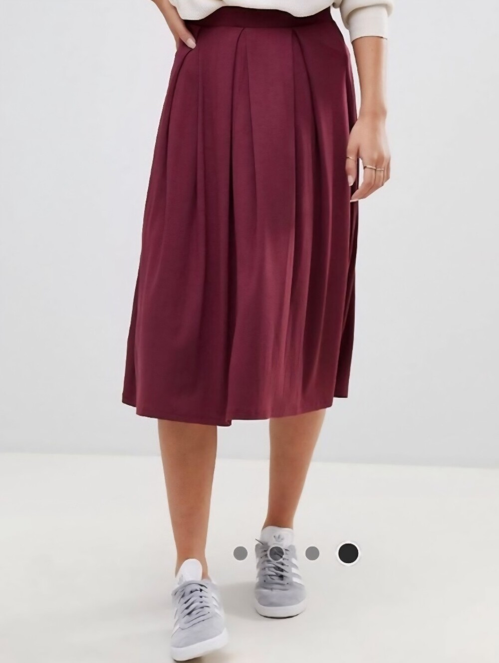 ASOS Maroon Skater Pleated Midi Skirt Women's Size 18 Stretch Waist Classic EUC